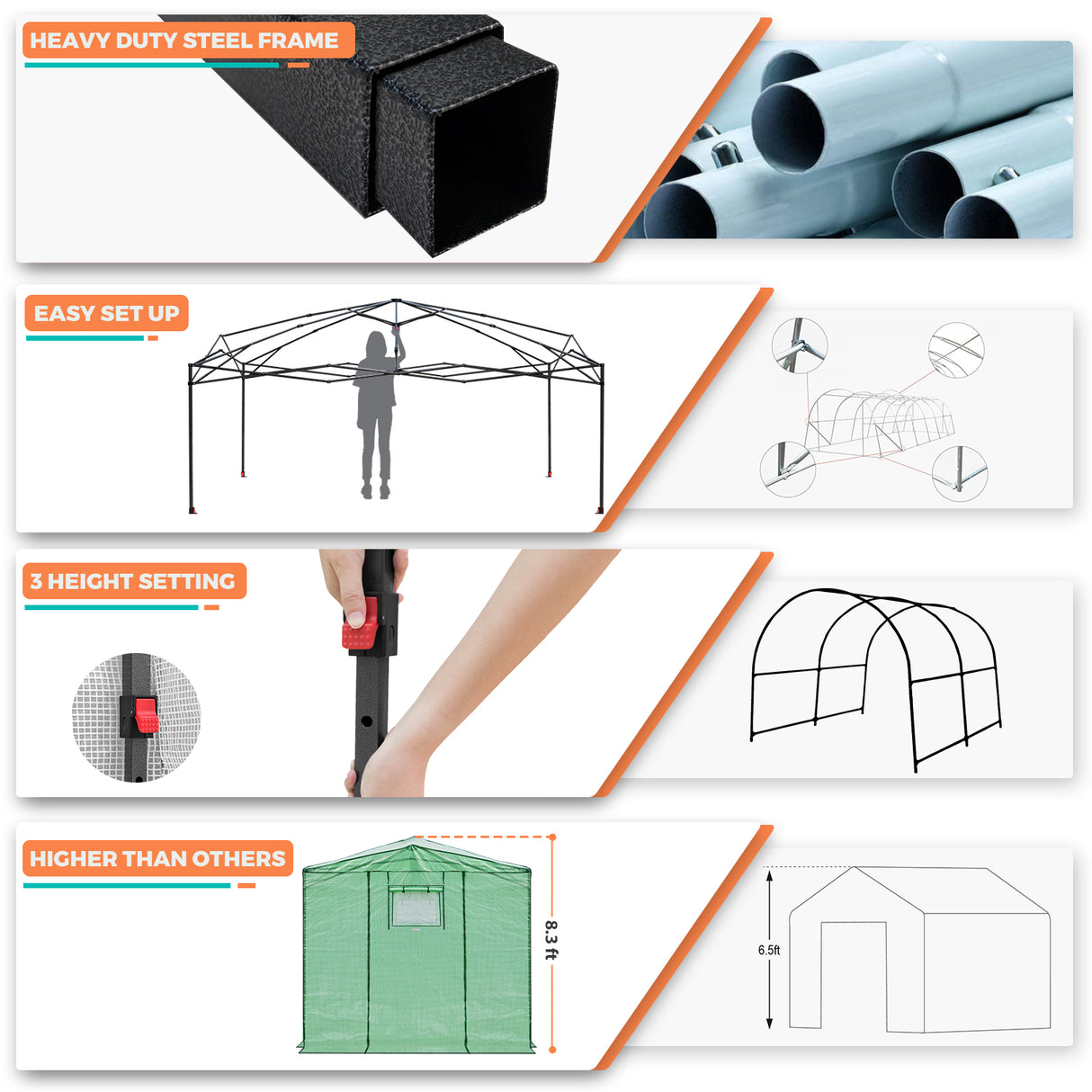 12x8 Portable Large Walk-in Pop Up Greenhouse
