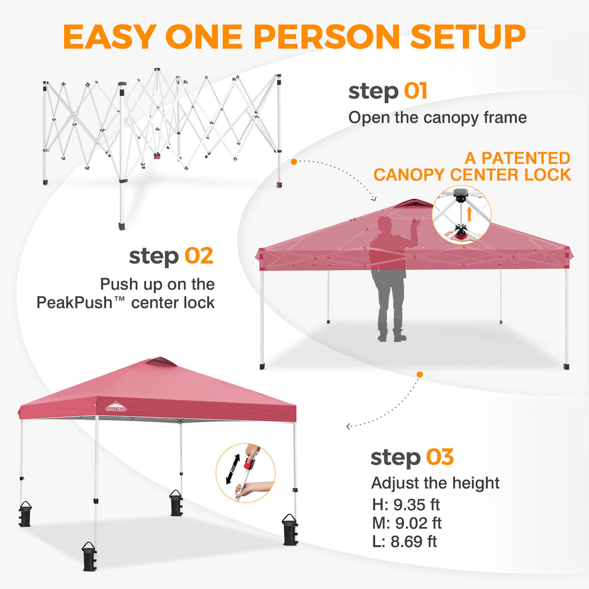 Easy Setup Straight Leg 10x10 Pop Up Canopy Tent w/ 100 sqft of Shade