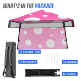 Eagle Peak SHADE GRAPHIX 8x8 Day Tripper Pop Up Canopy Tent with Backpack (Pink Mushroom Top)