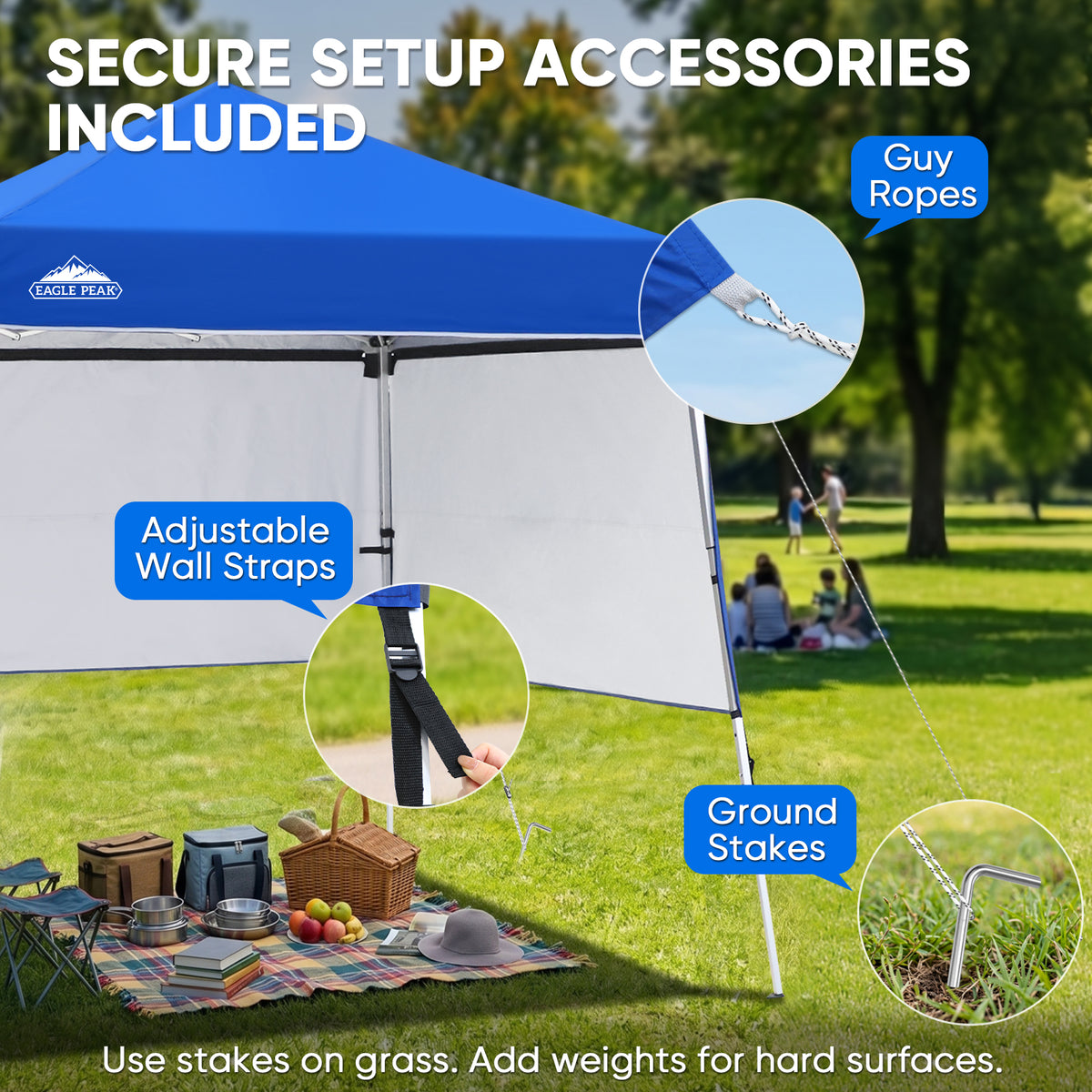 8x8 Pop Up Canopy Tent with 3 Half Walls, Compact