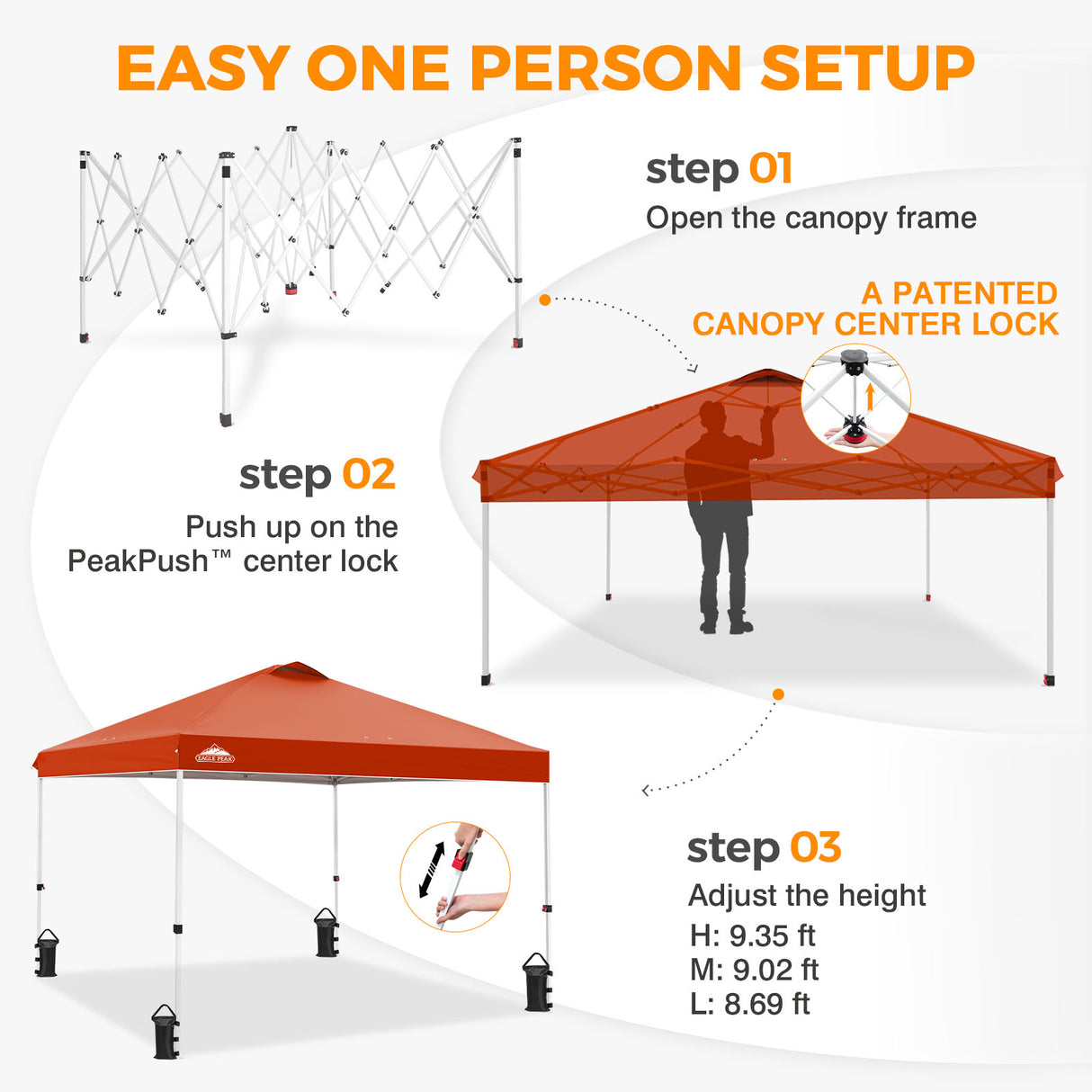 Easy Setup Straight Leg 10x10 Pop Up Canopy Tent w/ 100 sqft of Shade