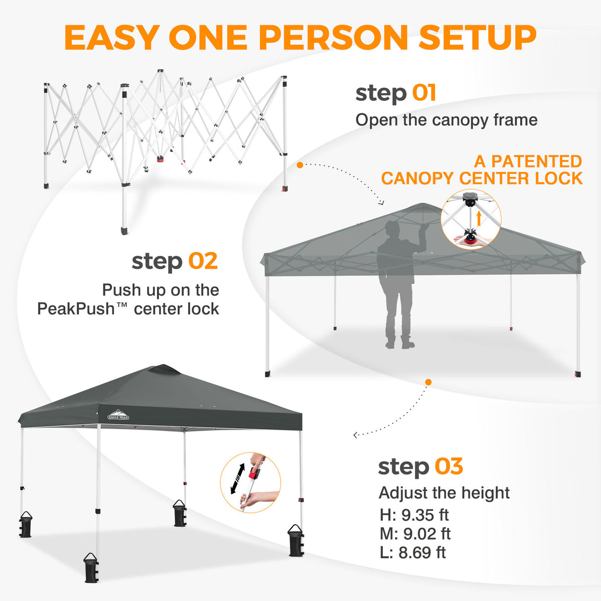 Easy Setup Straight Leg 10x10 Pop Up Canopy Tent w/ 100 sqft of Shade