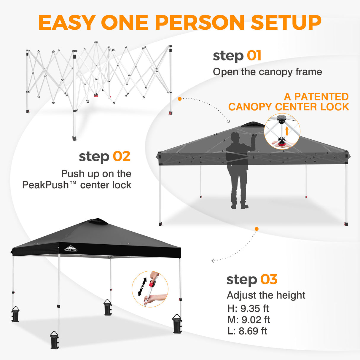 Easy Setup Straight Leg 10x10 Pop Up Canopy Tent w/ 100 sqft of Shade
