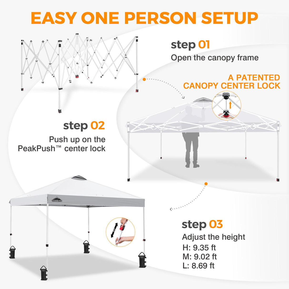Easy Setup Straight Leg 10x10 Pop Up Canopy Tent w/ 100 sqft of Shade