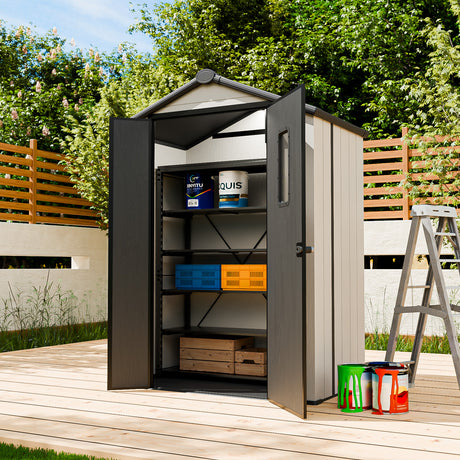 5x3/6x4/8x6/8x8 Resin Outdoor Storage Shed,Weatherproof Garden Shed