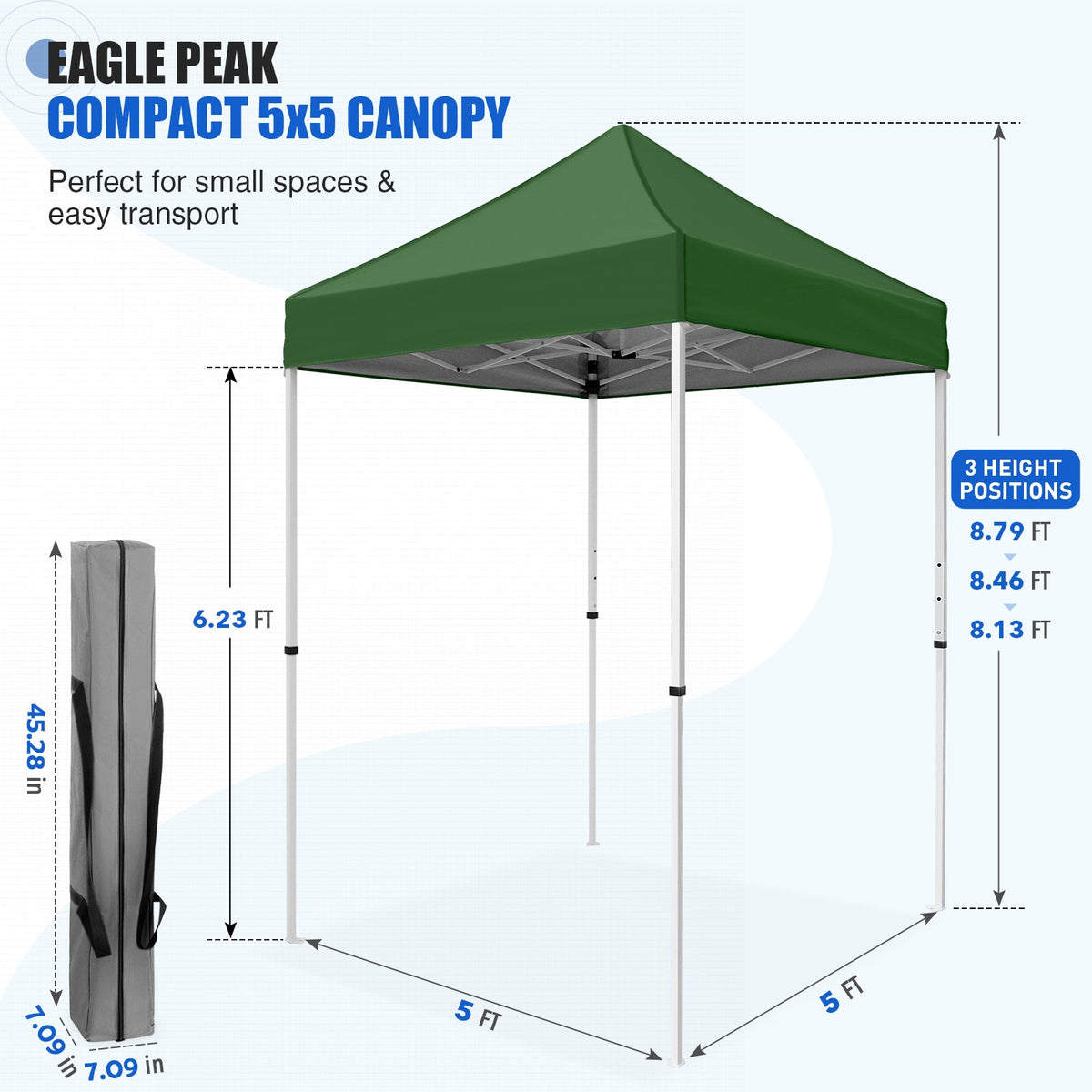 5x5 Pop Up Canopy Tent - Eagle Peak®