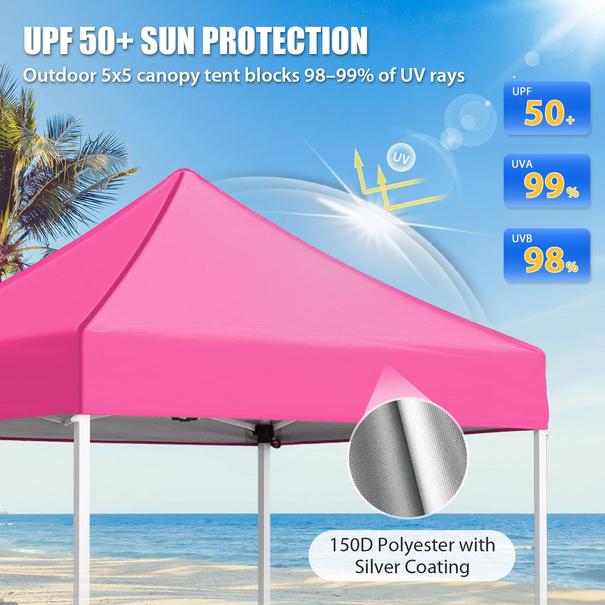 5x5 Pop Up Canopy Tent Instant Straight Leg Outdoor Canopy Easy Set-up - Eagle Peak®