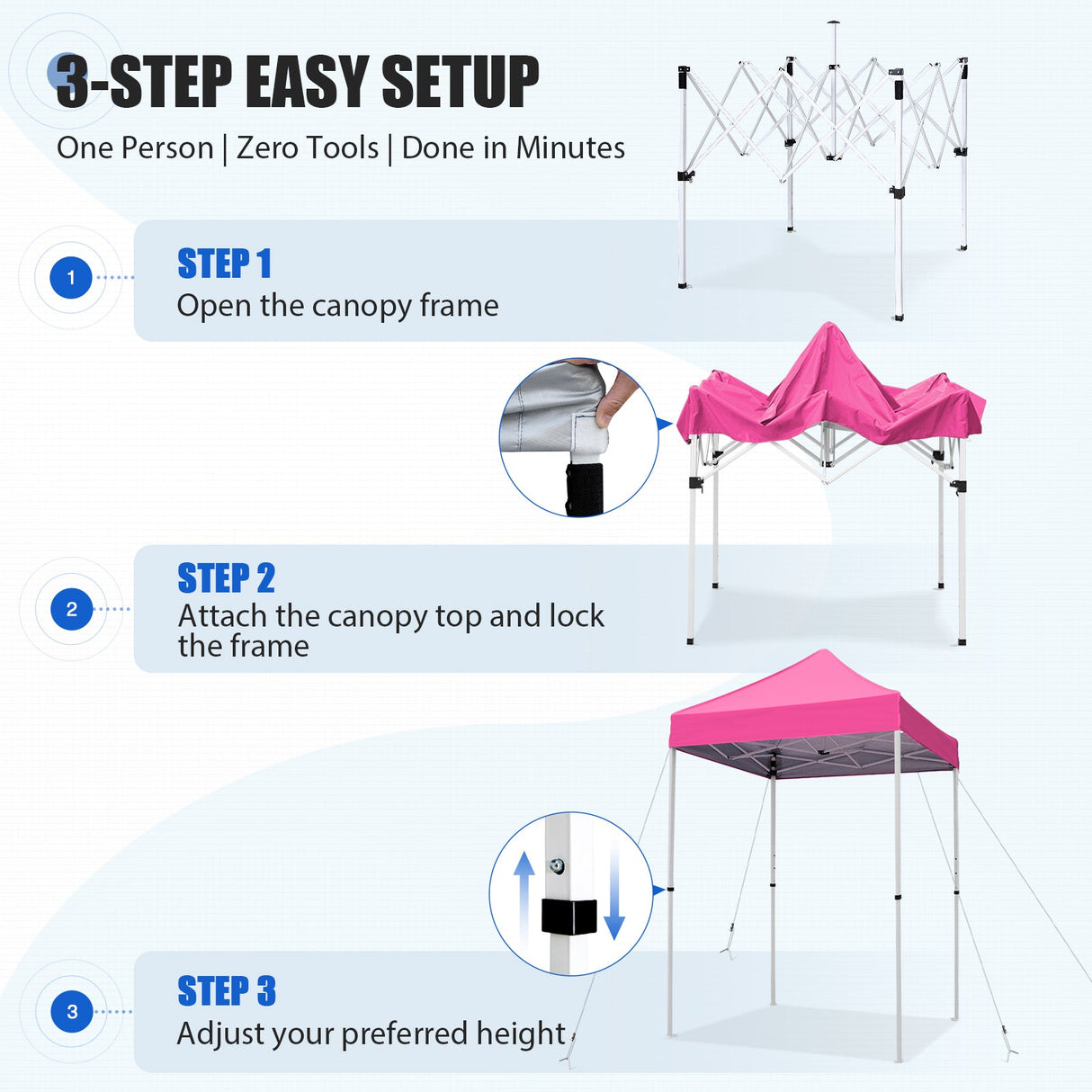 5x5 Pop Up Canopy Tent Instant Straight Leg Outdoor Canopy Easy Set-up - Eagle Peak®