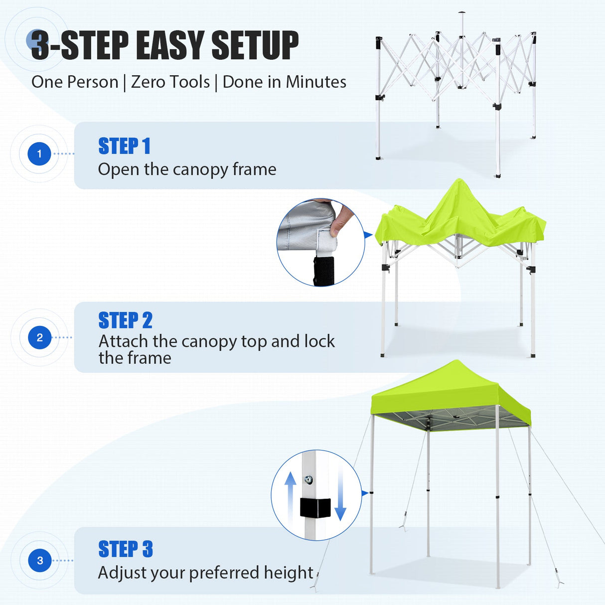 5x5 Pop Up Canopy Tent Instant Straight Leg Outdoor Canopy Easy Set-up - Eagle Peak®