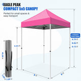 5x5 Pop Up Canopy Tent Instant Straight Leg Outdoor Canopy Easy Set-up - Eagle Peak®