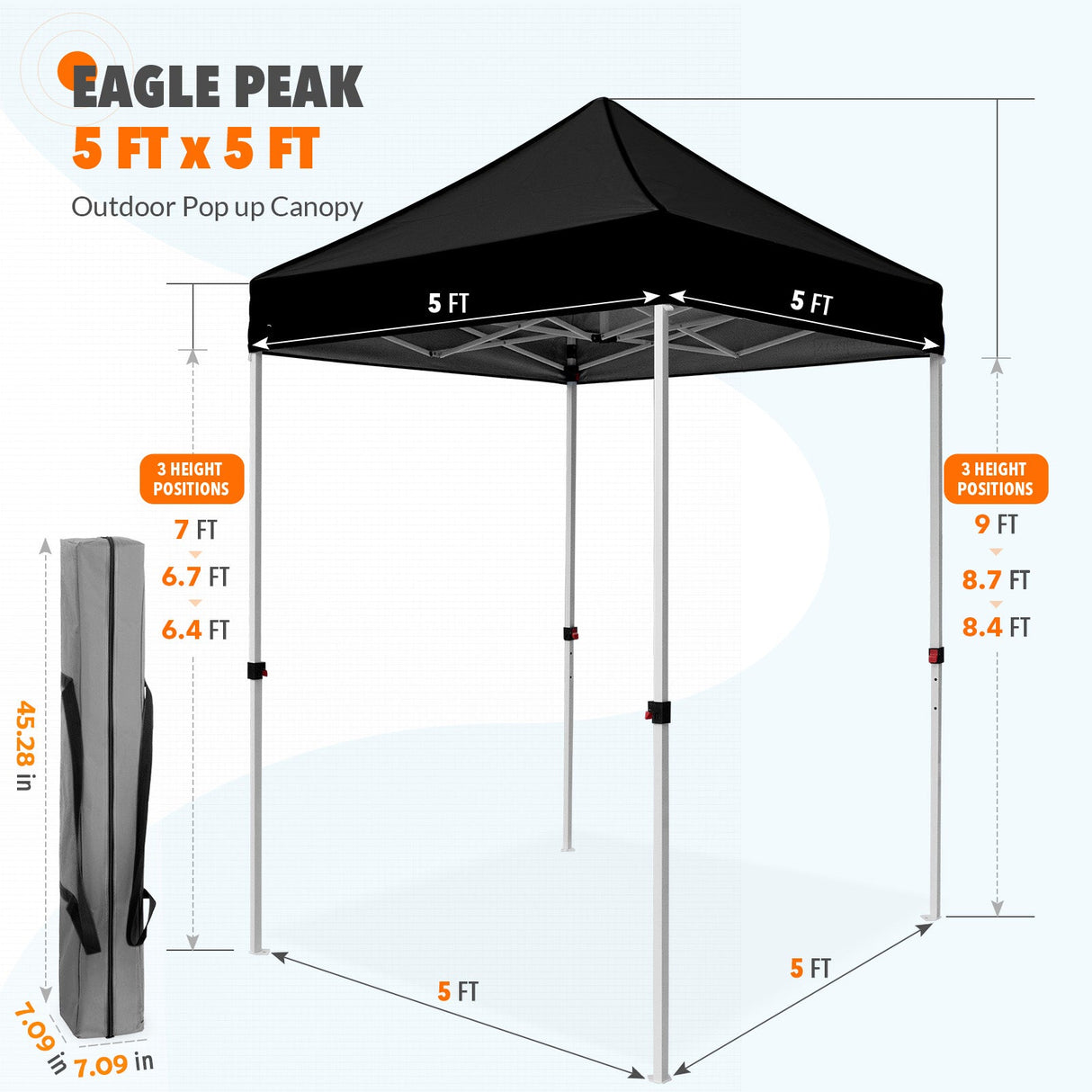 5x5 Pop Up Canopy Tent Instant Straight Leg Outdoor Canopy Easy Set - up - Eagle Peak Custom Canopy Tent