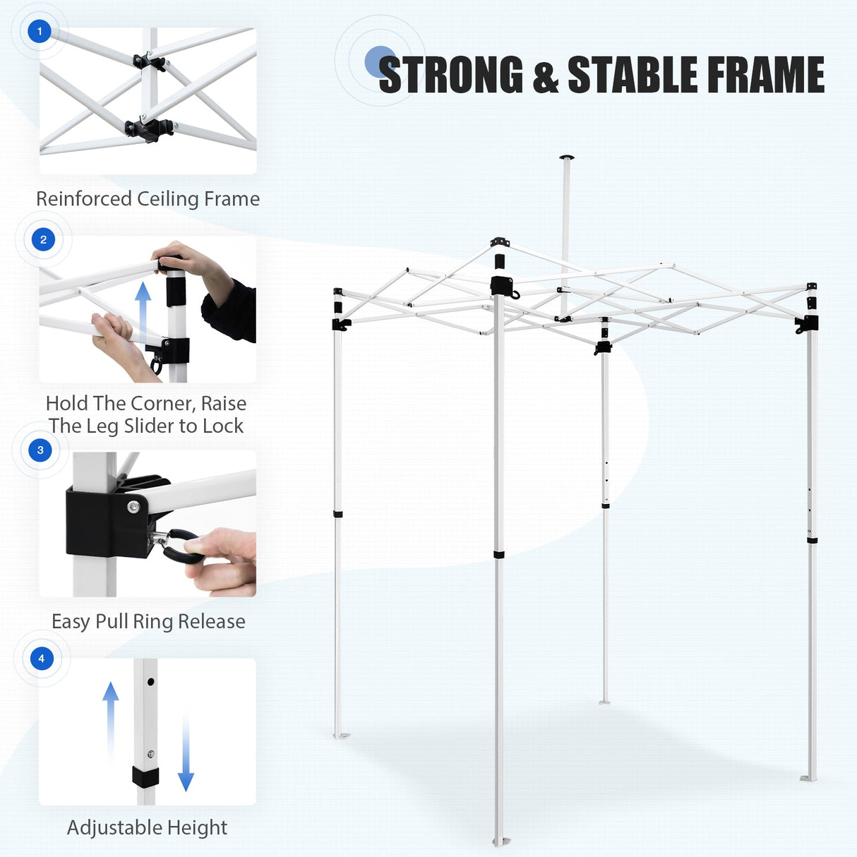 5x5 Pop Up Canopy Tent Instant Straight Leg Outdoor Canopy Easy Set-up - Eagle Peak®