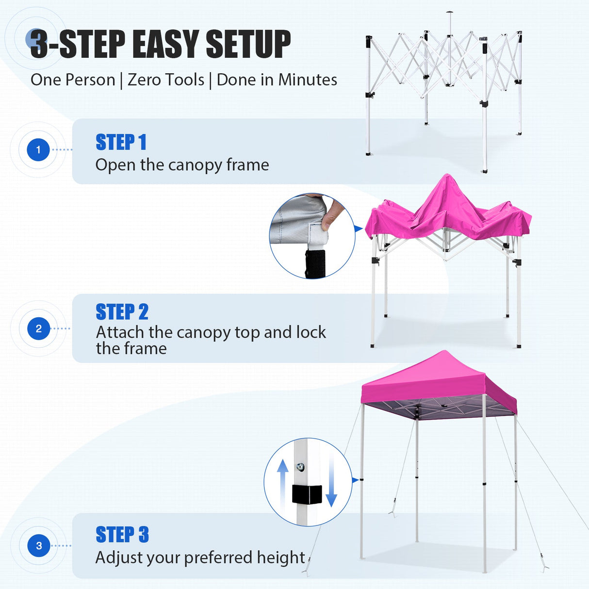 5x5 Pop Up Canopy Tent Instant Straight Leg Outdoor Canopy Easy Set-up - Eagle Peak®