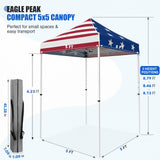 5x5 Pop Up Canopy Tent Instant Straight Leg Outdoor Canopy Easy Set-up - Eagle Peak®
