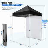 5x5 Pop Up Canopy Tent with 1 Removable Sidewall - Eagle Peak®