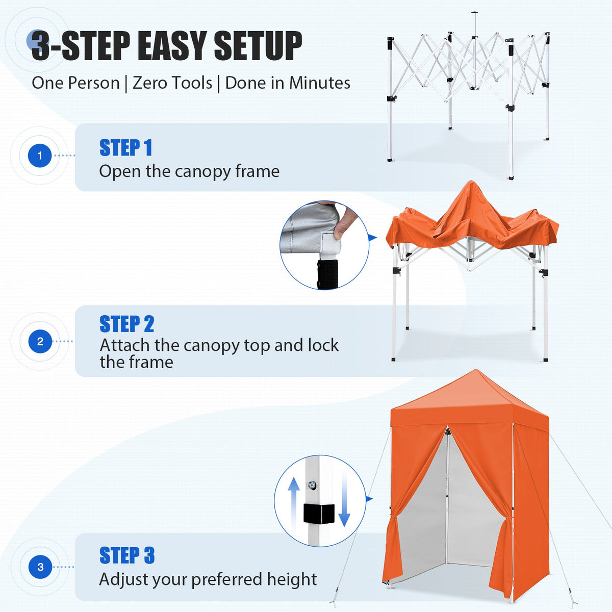 5x5 Pop Up Canopy Tent with 4 Removable Sidewalls - Eagle Peak®