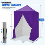 5x5 Pop Up Canopy Tent with 4 Removable Sidewalls - Eagle Peak®