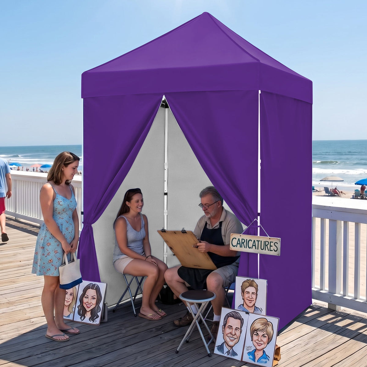 5x5 Pop Up Canopy Tent with 4 Removable Sidewalls - Eagle Peak®