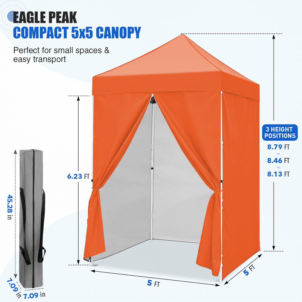 5x5 Pop Up Canopy Tent with 4 Removable Sidewalls - Eagle Peak®