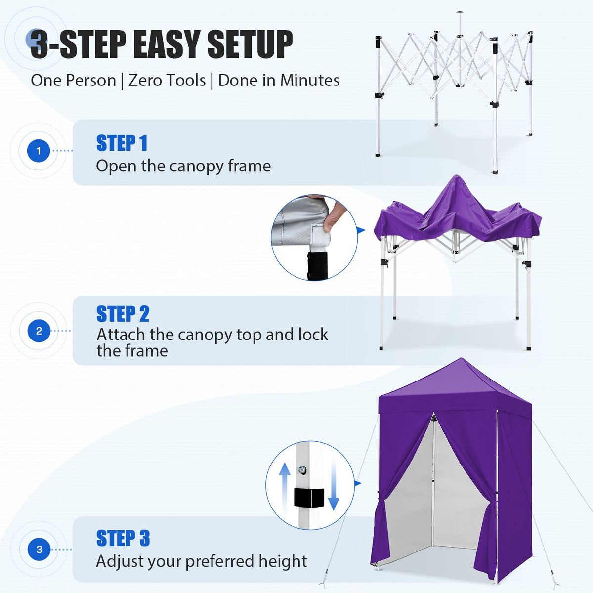 5x5 Pop Up Canopy Tent with 4 Removable Sidewalls - Eagle Peak®