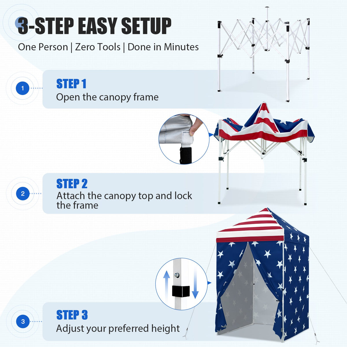 5x5 Pop Up Canopy Tent with 4 Removable Sidewalls - Eagle Peak®
