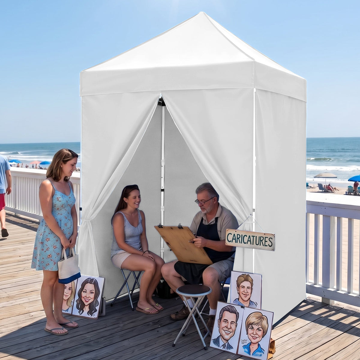 5x5 Pop Up Canopy Tent with 4 Removable Sidewalls - Eagle Peak®