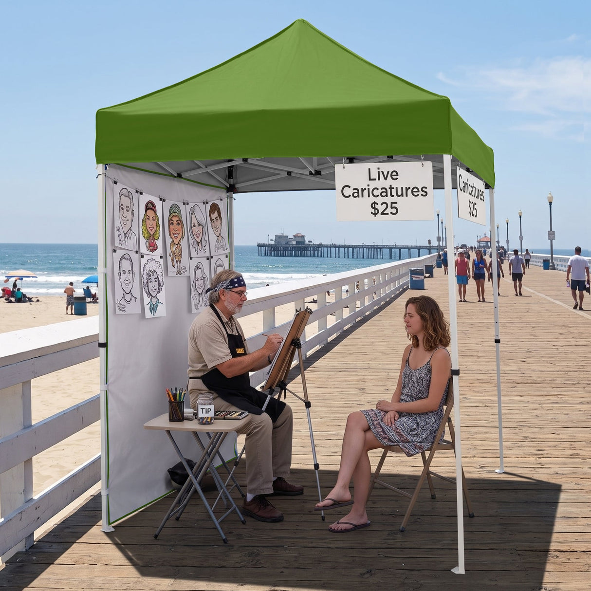 5x5 Straight Leg Pop Up Canopy Tent with One Removable Sunwall - Eagle Peak®