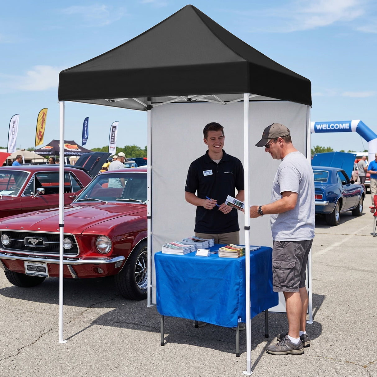 5x5 Straight Leg Pop Up Canopy Tent with One Removable Sunwall - Eagle Peak®