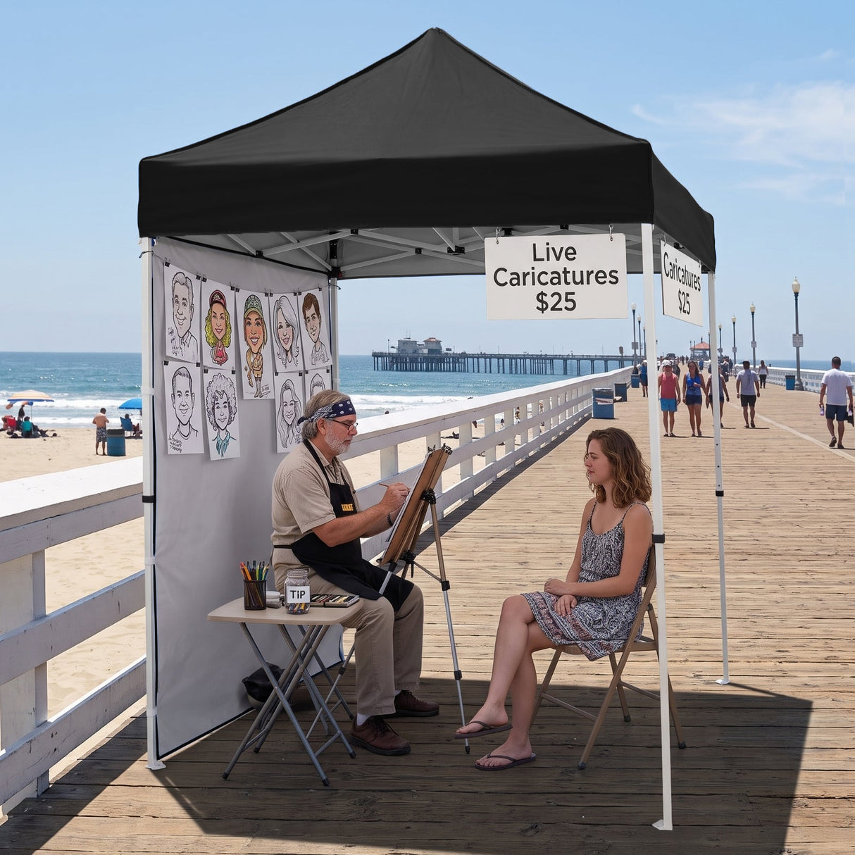 5x5 Straight Leg Pop Up Canopy Tent with One Removable Sunwall - Eagle Peak®