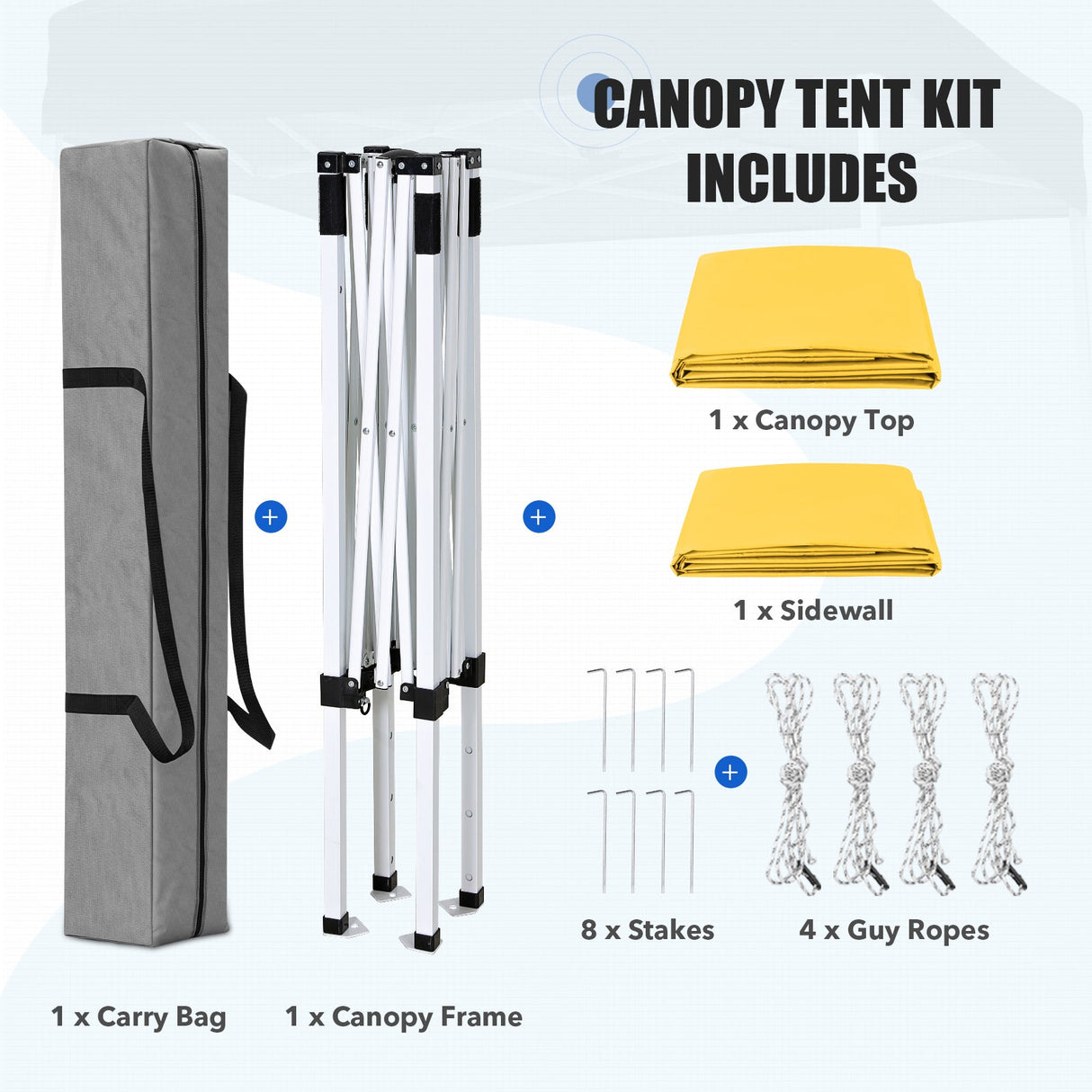 5x5 Straight Leg Pop Up Canopy Tent with One Removable Sunwall - Eagle Peak®