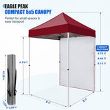 5x5 Straight Leg Pop Up Canopy Tent with One Removable Sunwall - Eagle Peak®