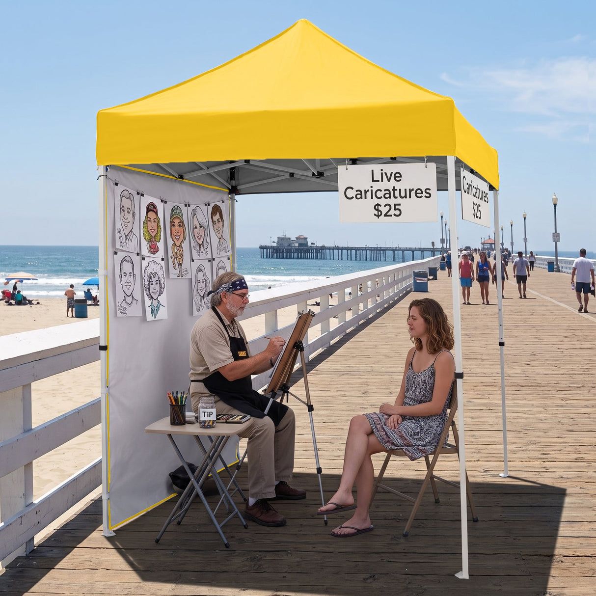 5x5 Straight Leg Pop Up Canopy Tent with One Removable Sunwall - Eagle Peak®