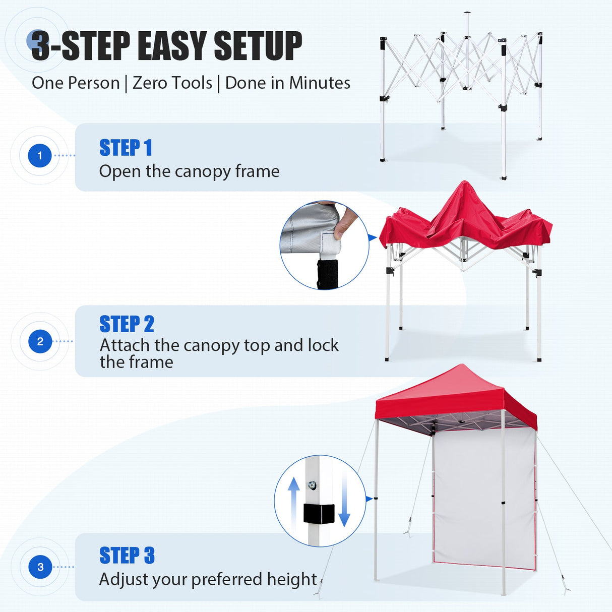 5x5 Straight Leg Pop Up Canopy Tent with One Removable Sunwall - Eagle Peak®