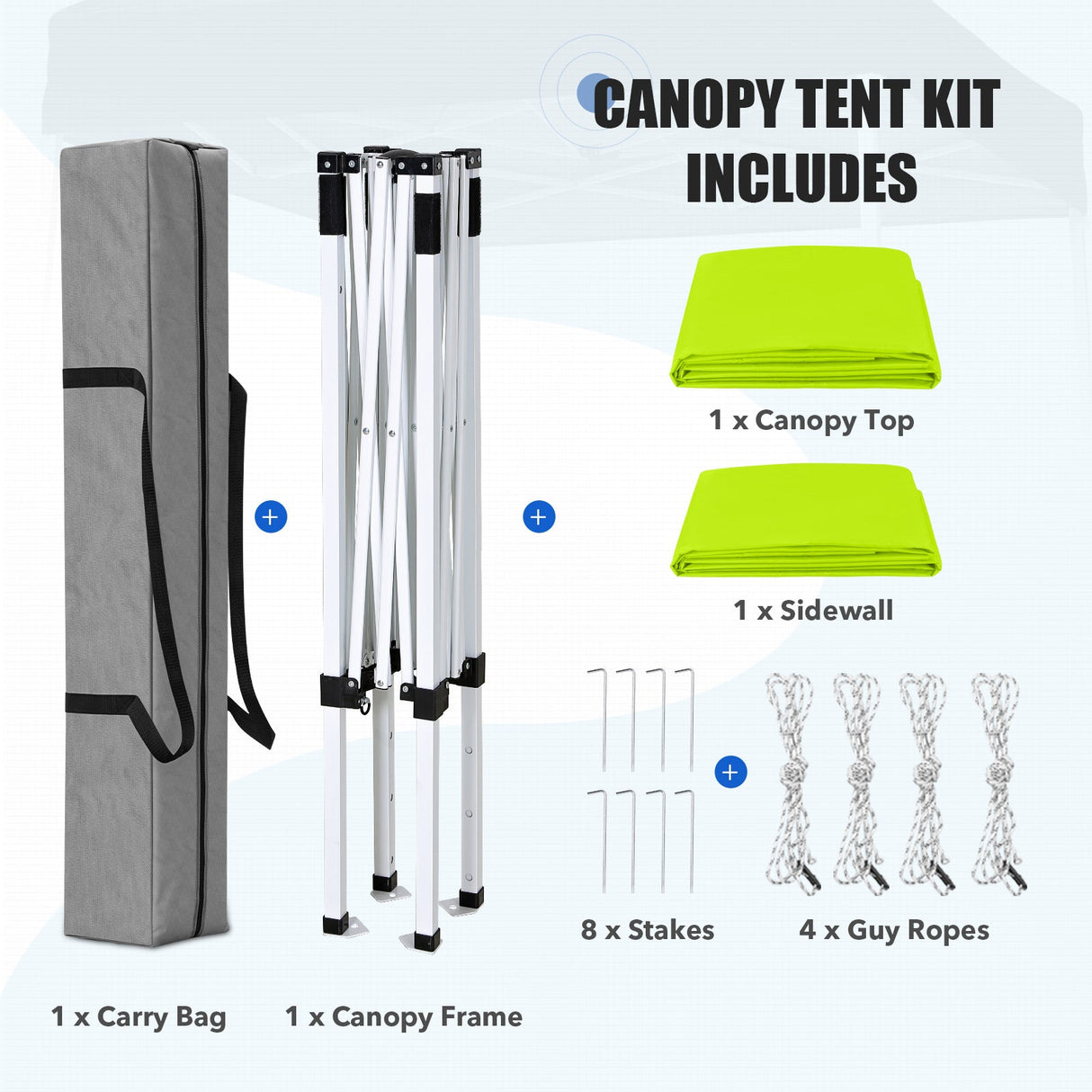 5x5 Straight Leg Pop Up Canopy Tent with One Removable Sunwall - Eagle Peak®