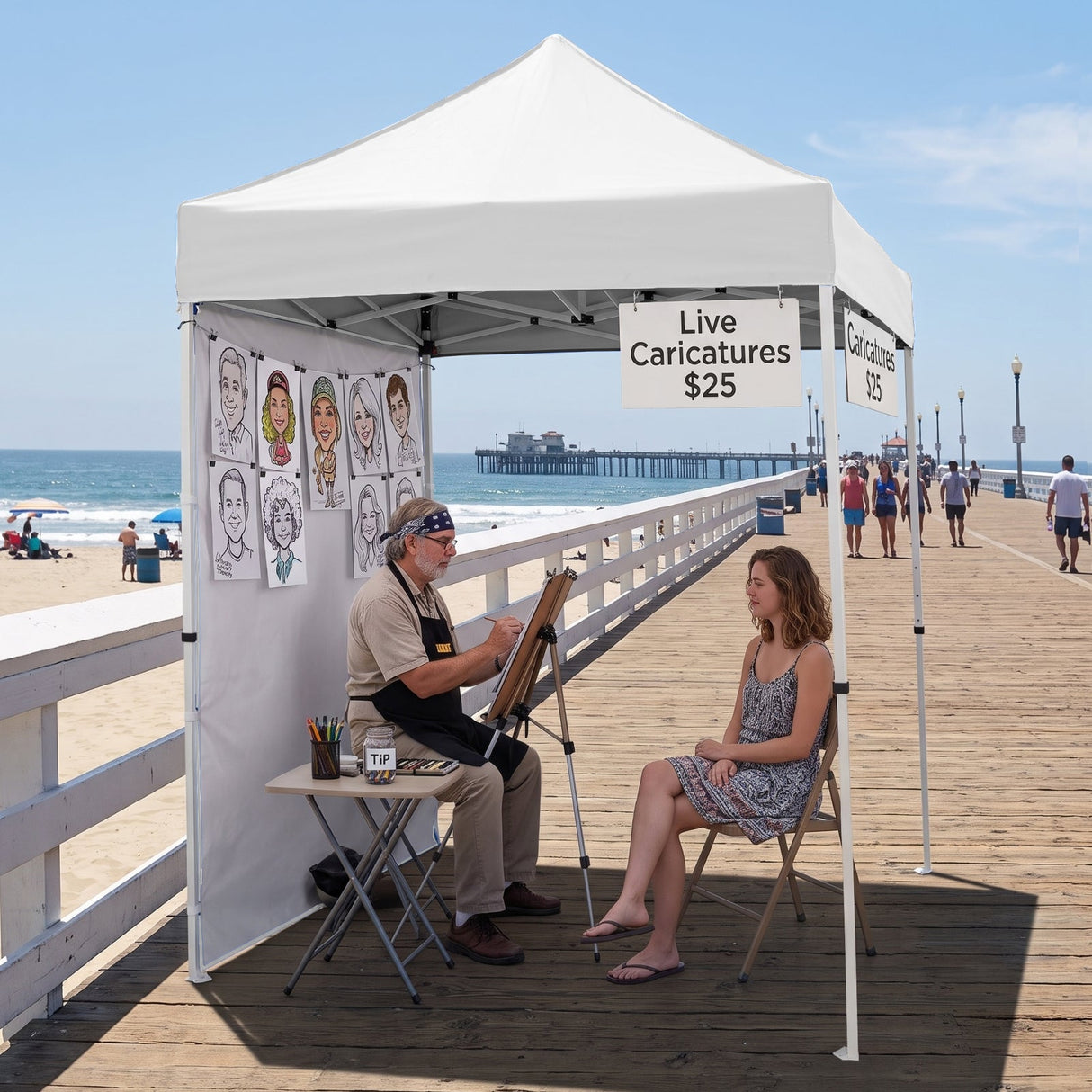5x5 Straight Leg Pop Up Canopy Tent with One Removable Sunwall - Eagle Peak®