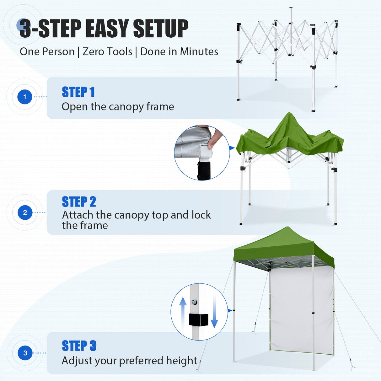 5x5 Straight Leg Pop Up Canopy Tent with One Removable Sunwall - Eagle Peak®
