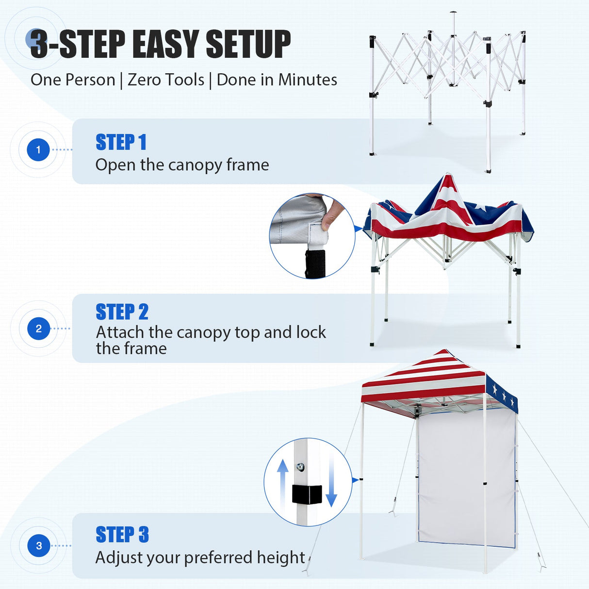 5x5 Straight Leg Pop Up Canopy Tent with One Removable Sunwall - Eagle Peak®