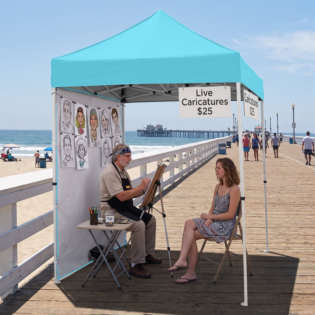 5x5 Straight Leg Pop Up Canopy Tent with One Removable Sunwall - Eagle Peak®