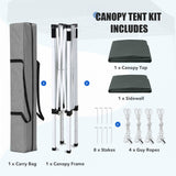 5x5 Straight Leg Pop Up Canopy Tent with One Removable Sunwall - Eagle Peak®