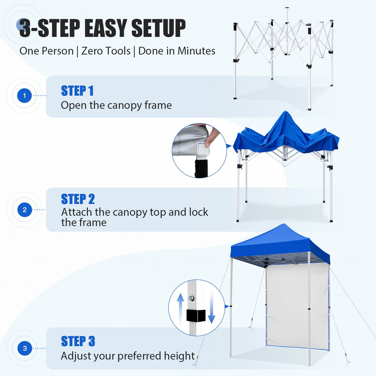 5x5 Straight Leg Pop Up Canopy Tent with One Removable Sunwall - Eagle Peak®