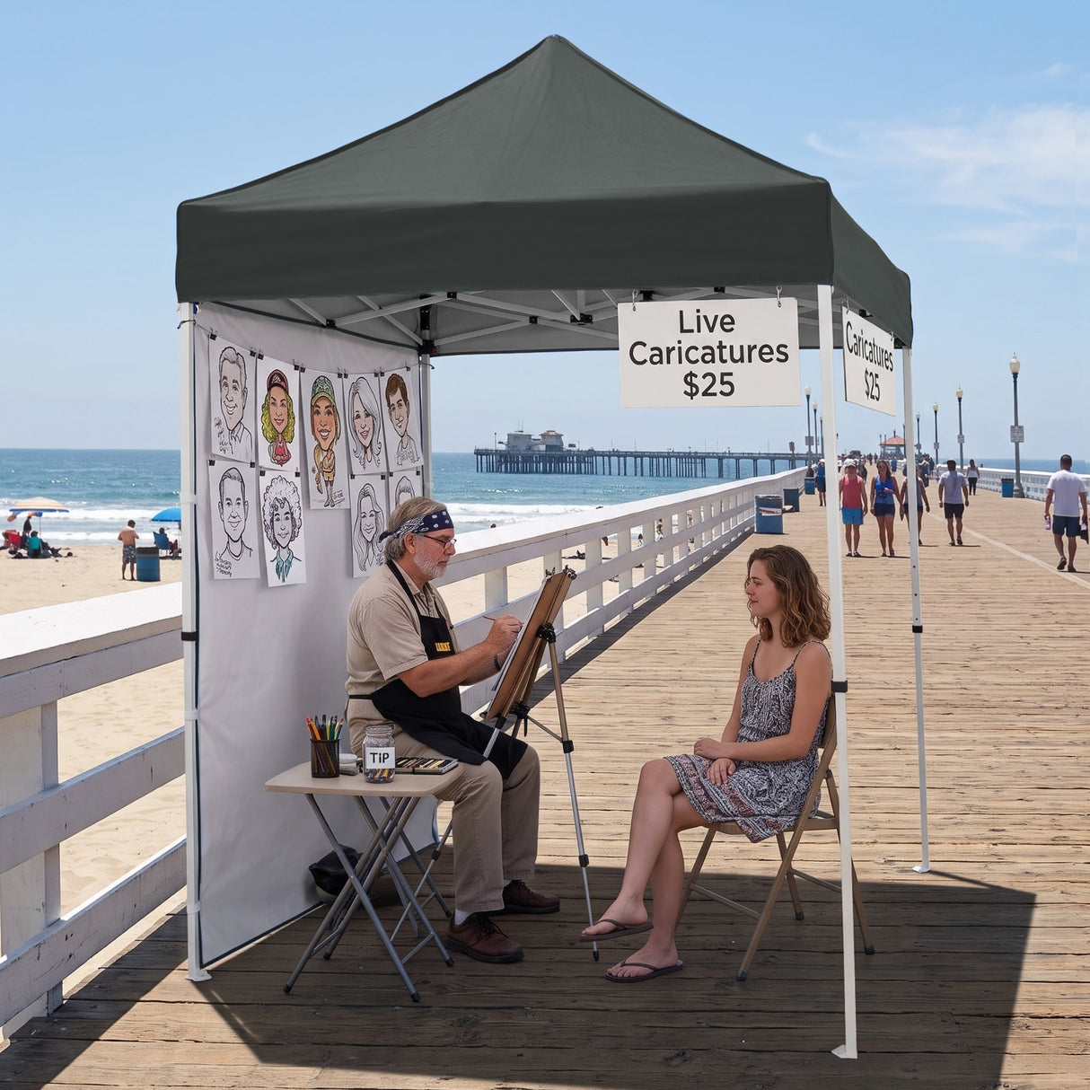 5x5 Straight Leg Pop Up Canopy Tent with One Removable Sunwall - Eagle Peak®
