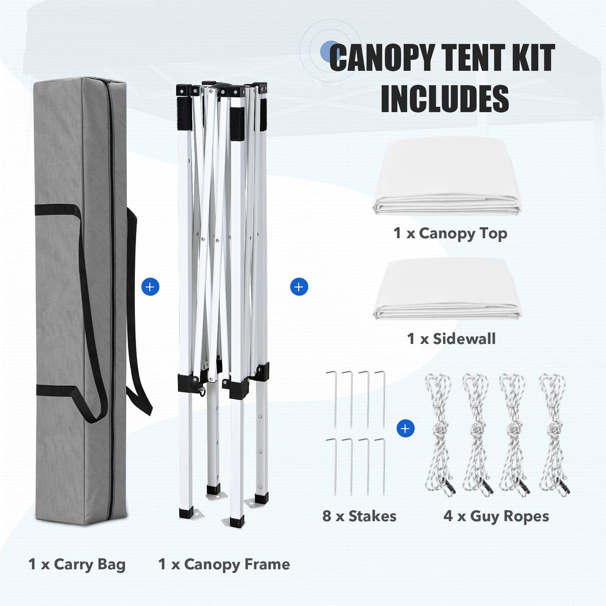 5x5 Straight Leg Pop Up Canopy Tent with One Removable Sunwall - Eagle Peak®