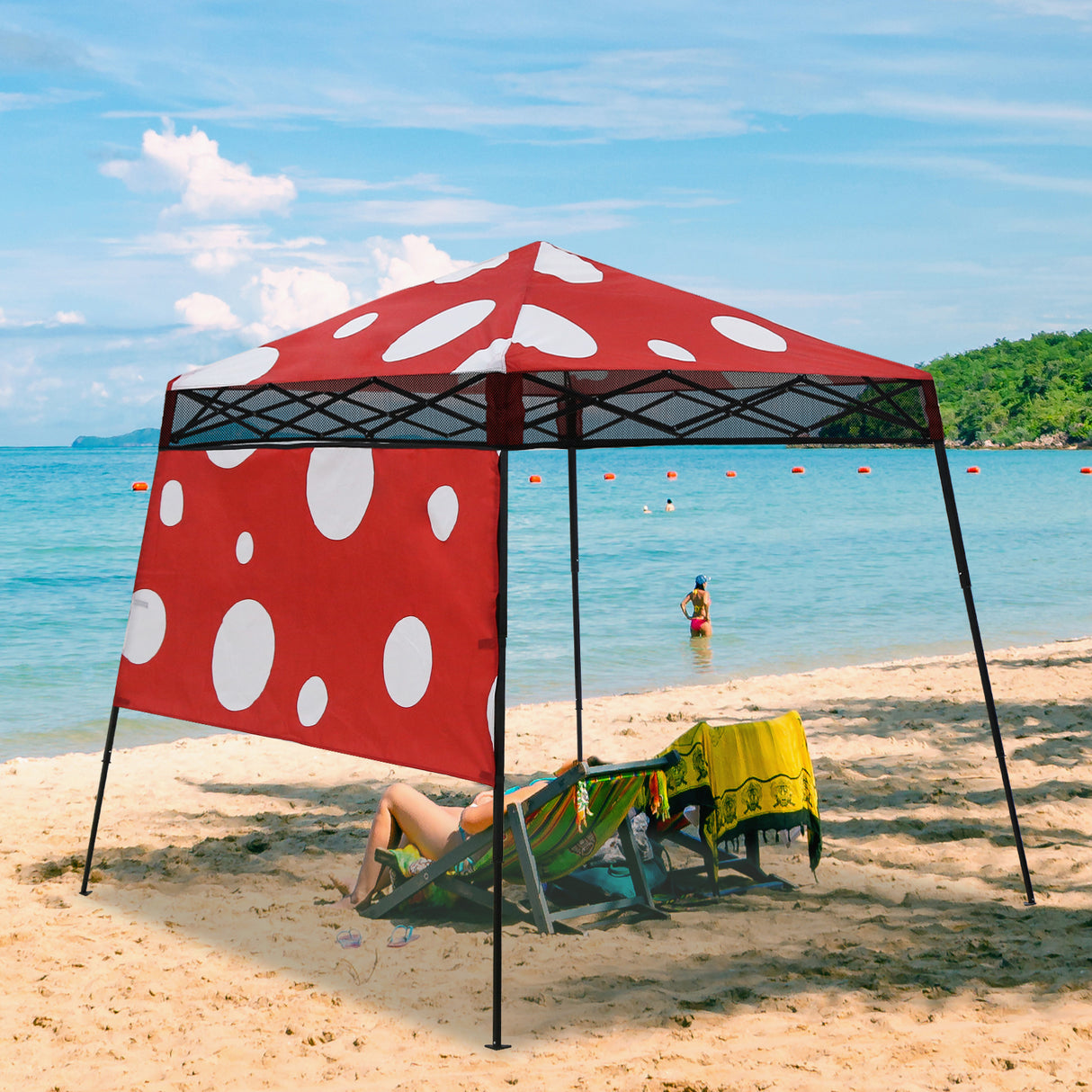 Eagle Peak SHADE GRAPHIX 8x8 Day Tripper Pop Up Canopy Tent with Backpack (Red Mushroom Top)