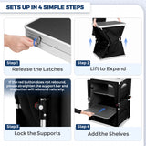 Outdoor Camping Pop Up Folding Table with Large 3-Tier Storage Organizer and Side Pockets