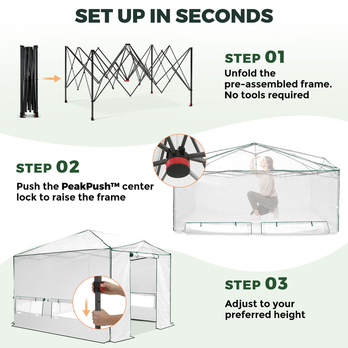 12x8 Easy Setup Pop Up Greenhouse, Support Pole