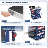 Outdoor Camping Pop Up Folding Table with Large 3-Tier Storage Organizer and Side Pockets