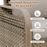 Modern Wicker Outdoor Patio Furniture Set,2 Patio Chairs, 3-Seat Loveseat and Coffee Table, 4 Pieces, Brown/Gray