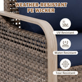 Modern Wicker Outdoor Patio 3 Seat Sofa, Brown/Gray