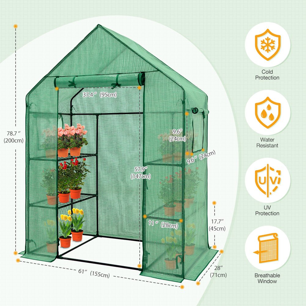 61"x28"x79"Walk in 3 - Tier Greenhouse - Eagle Peak