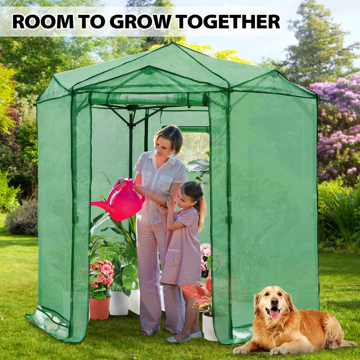 6.6x6.6 ft/ 8.5x8.5 ft Hexagon Pop up Greenhouse - Eagle Peak